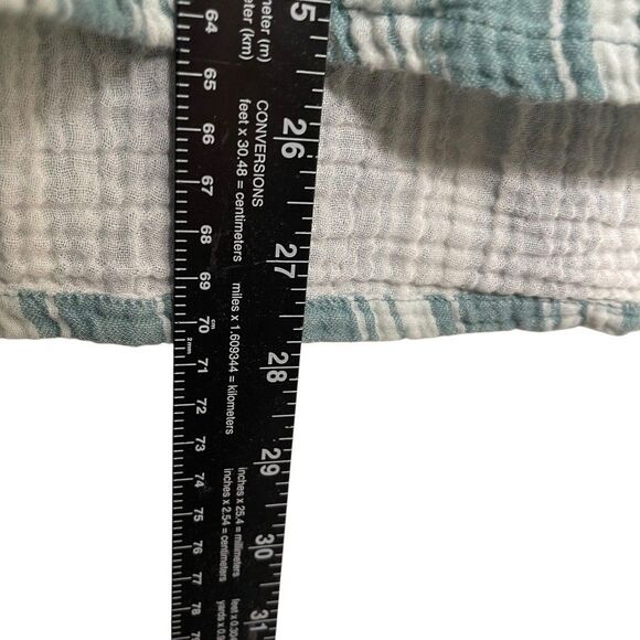 Wonderly Blouse Women's Large Gauze Striped V-Neck Short Sleeve Fringe Boho Top - Picture 5 of 9